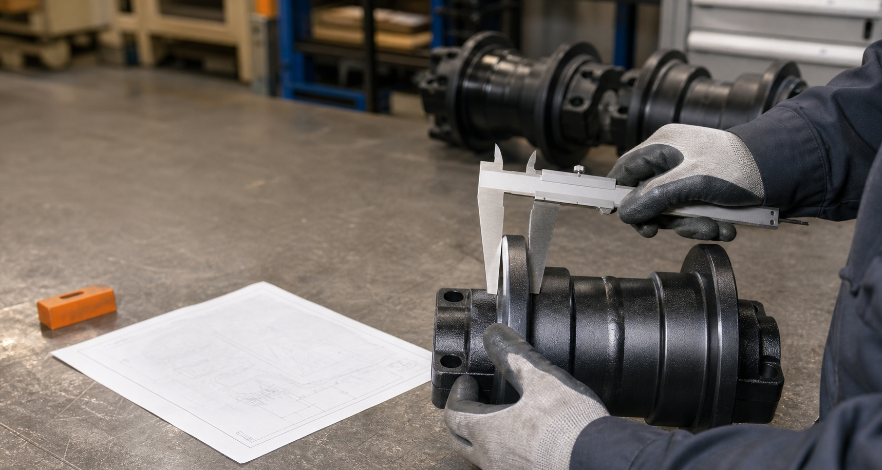 Dimensional inspection of a construction machinery part