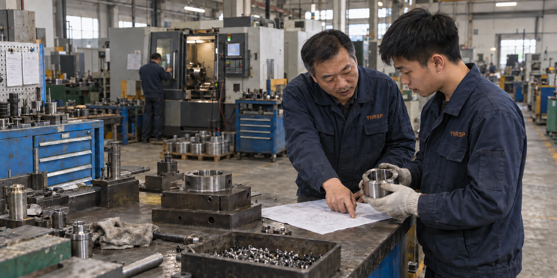 Engineering and production parts workflow in the YNRSP workshop