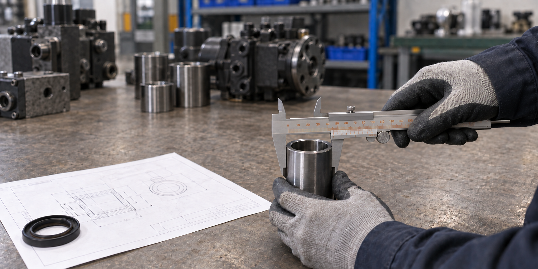 Dimensional inspection of an engineering machinery bushing