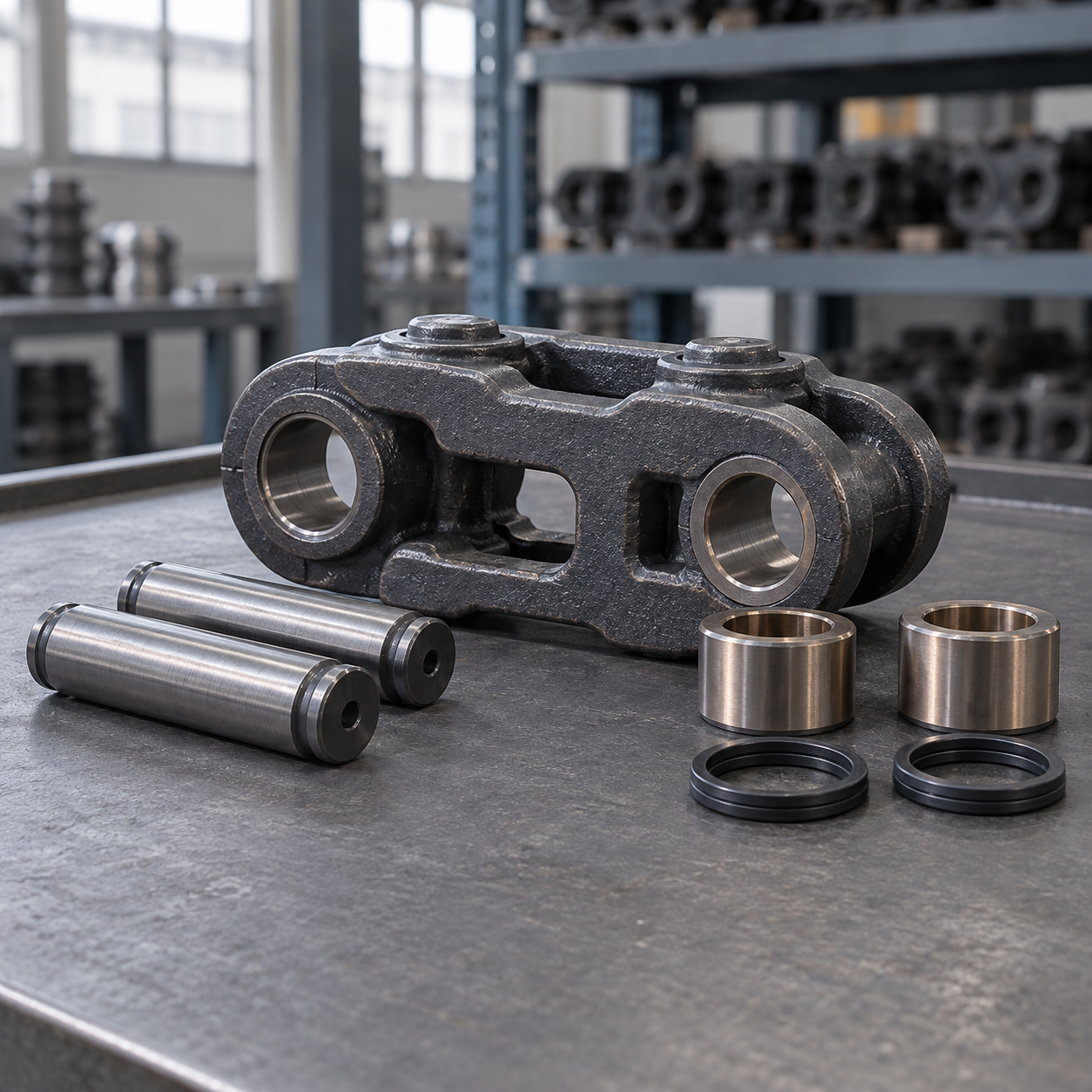 Undercarriage link, pin, bushing and seal service parts