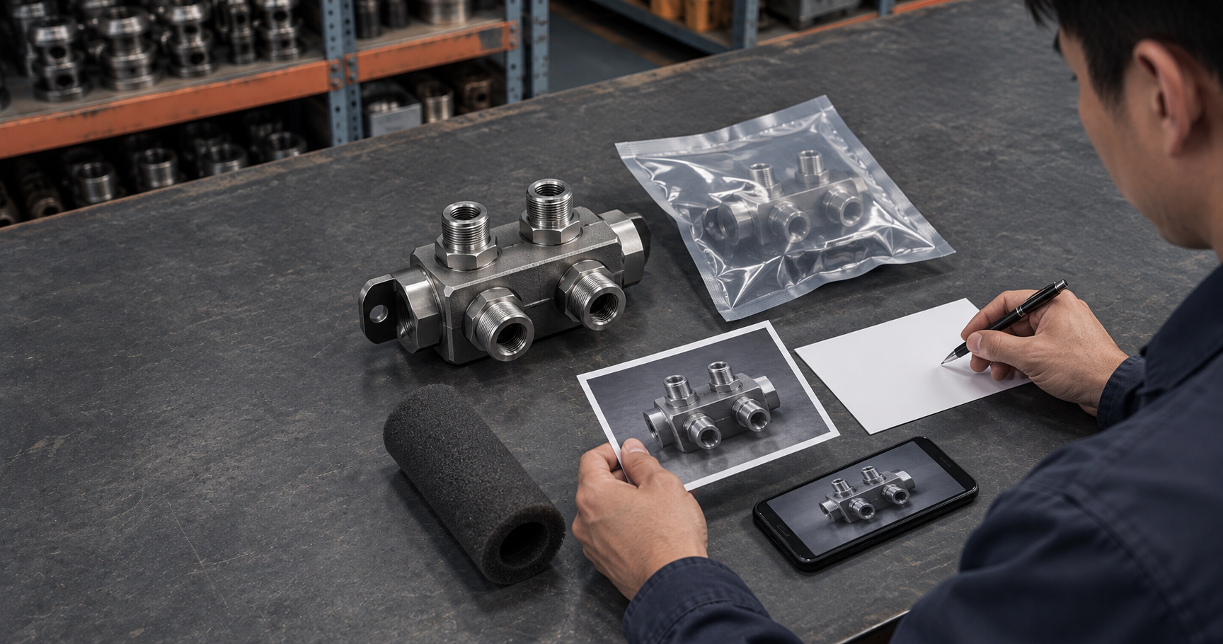 Product reference, equipment information and part photos prepared for an RFQ